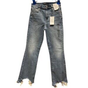 Calvin Klein blue high rise tattered leg hem bootcut size 25 NWT